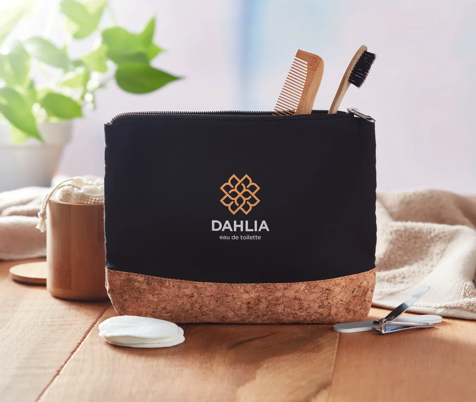 Porto Bag Cotton Cosmetic Bag Cork Detail
