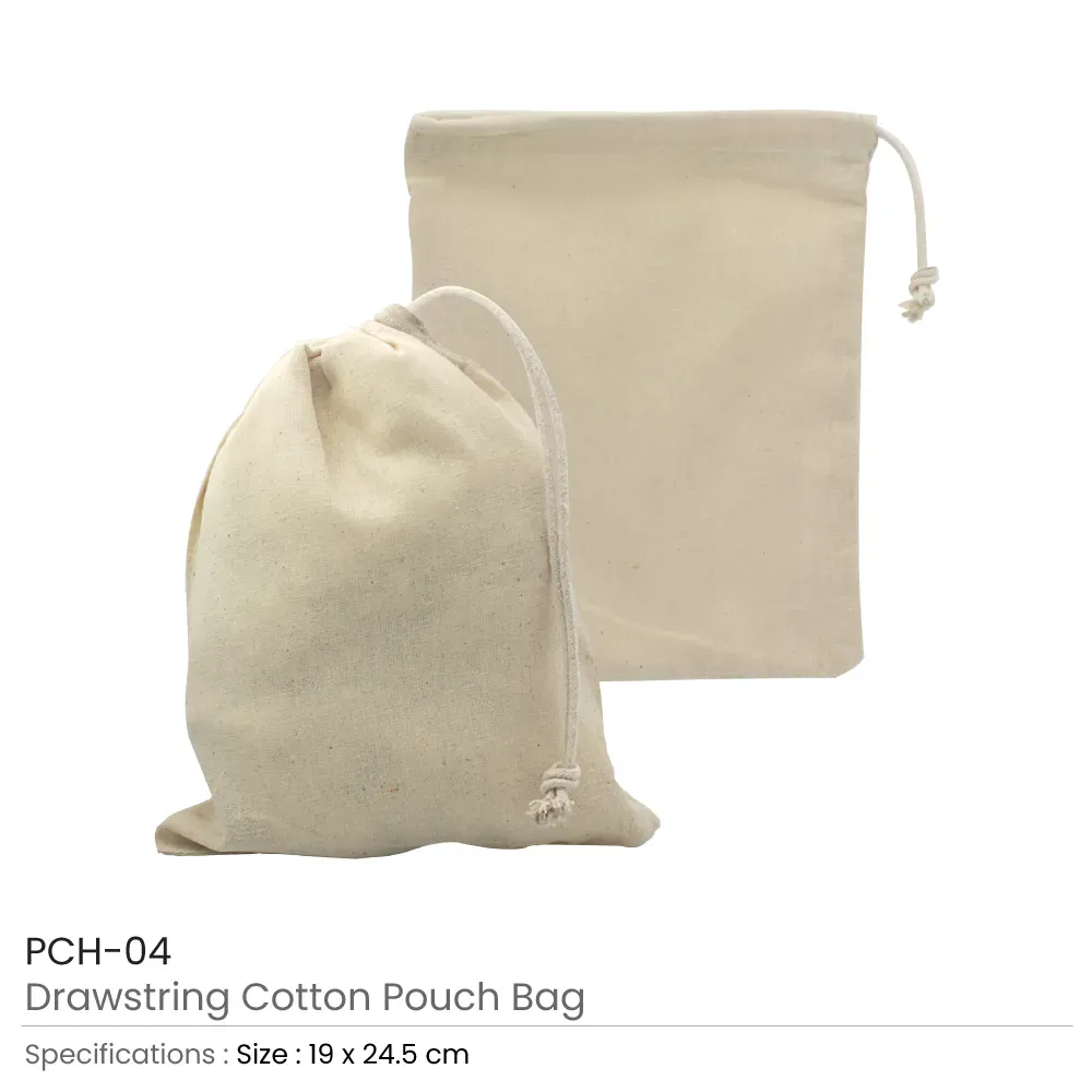 Cotton Drawstring Pouch Bag - Small