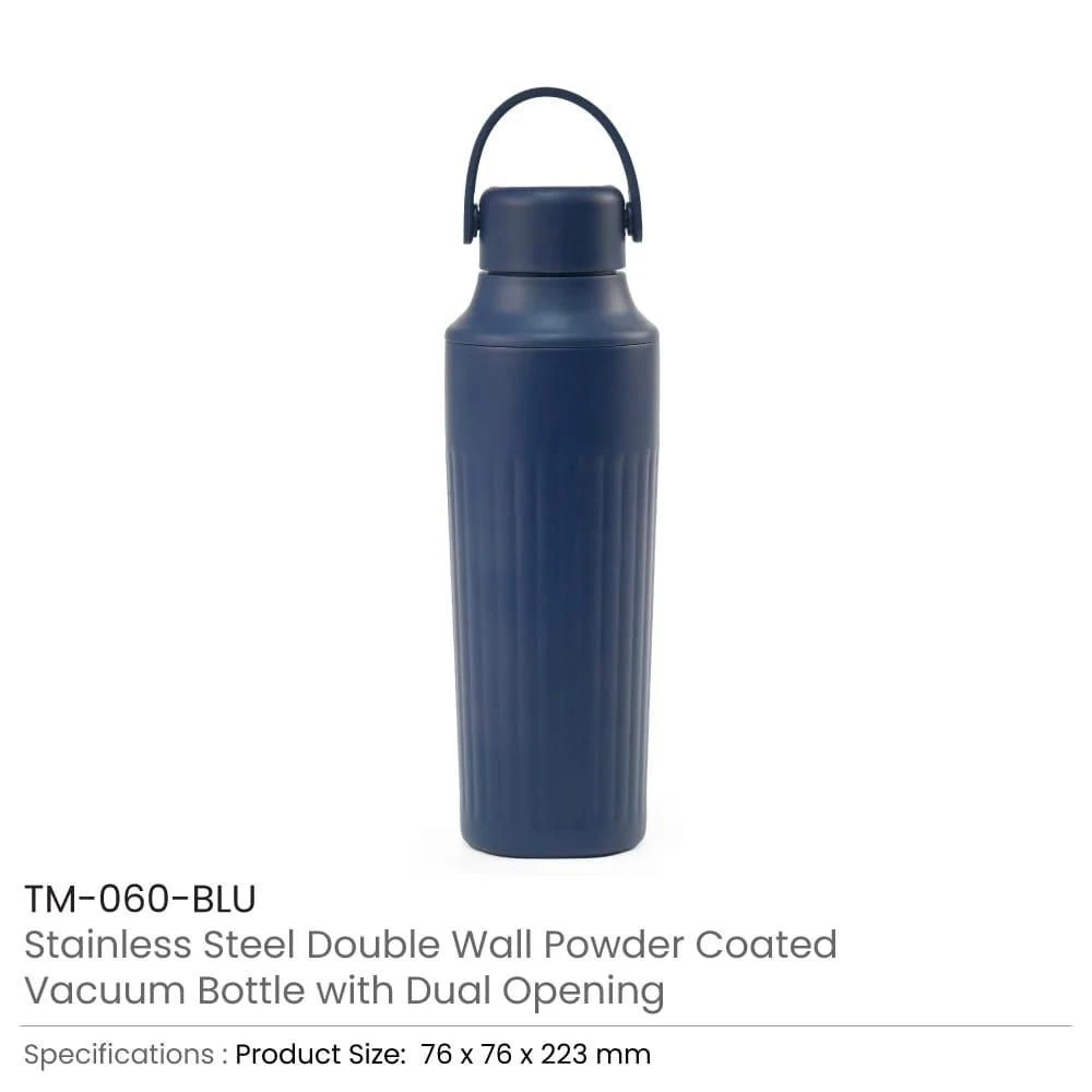 Stainless Steel Double Wall Powder Coated Vacuum Bottle with Dual Opening Specifications