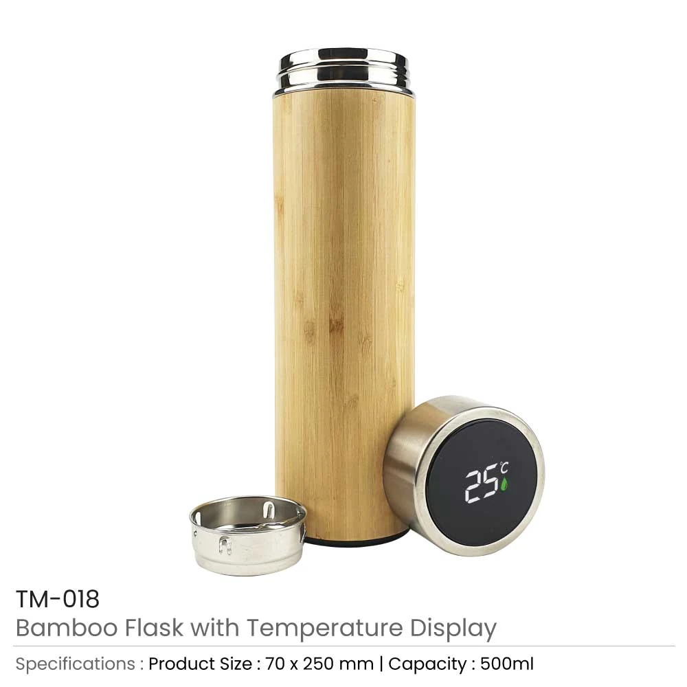 Bamboo Flask with Temperature Display