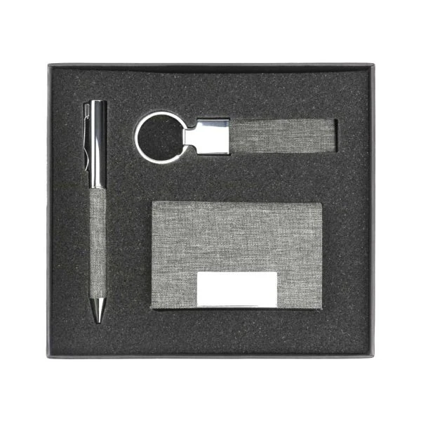 Promotional RPET Gift Sets with Black Cardboard Gift Box – Made From RPET Fabric and Metal