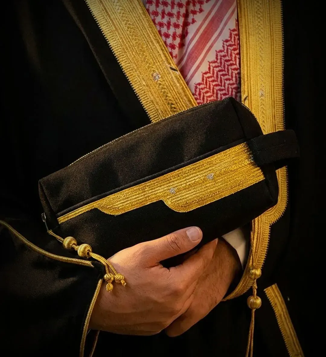 Bisht-Design Clutch Bag with Gold Tassel