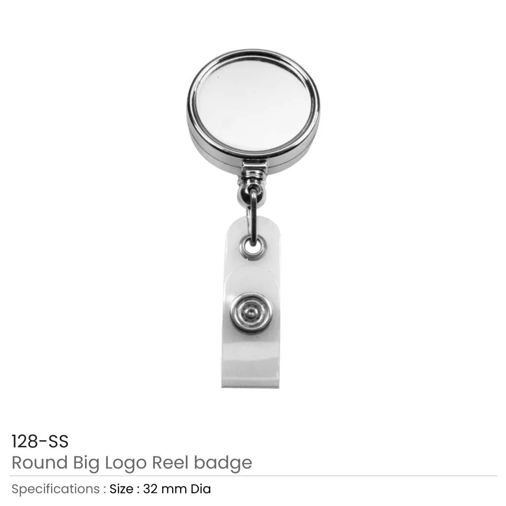 Silver Mirror-Finish Badge Reel