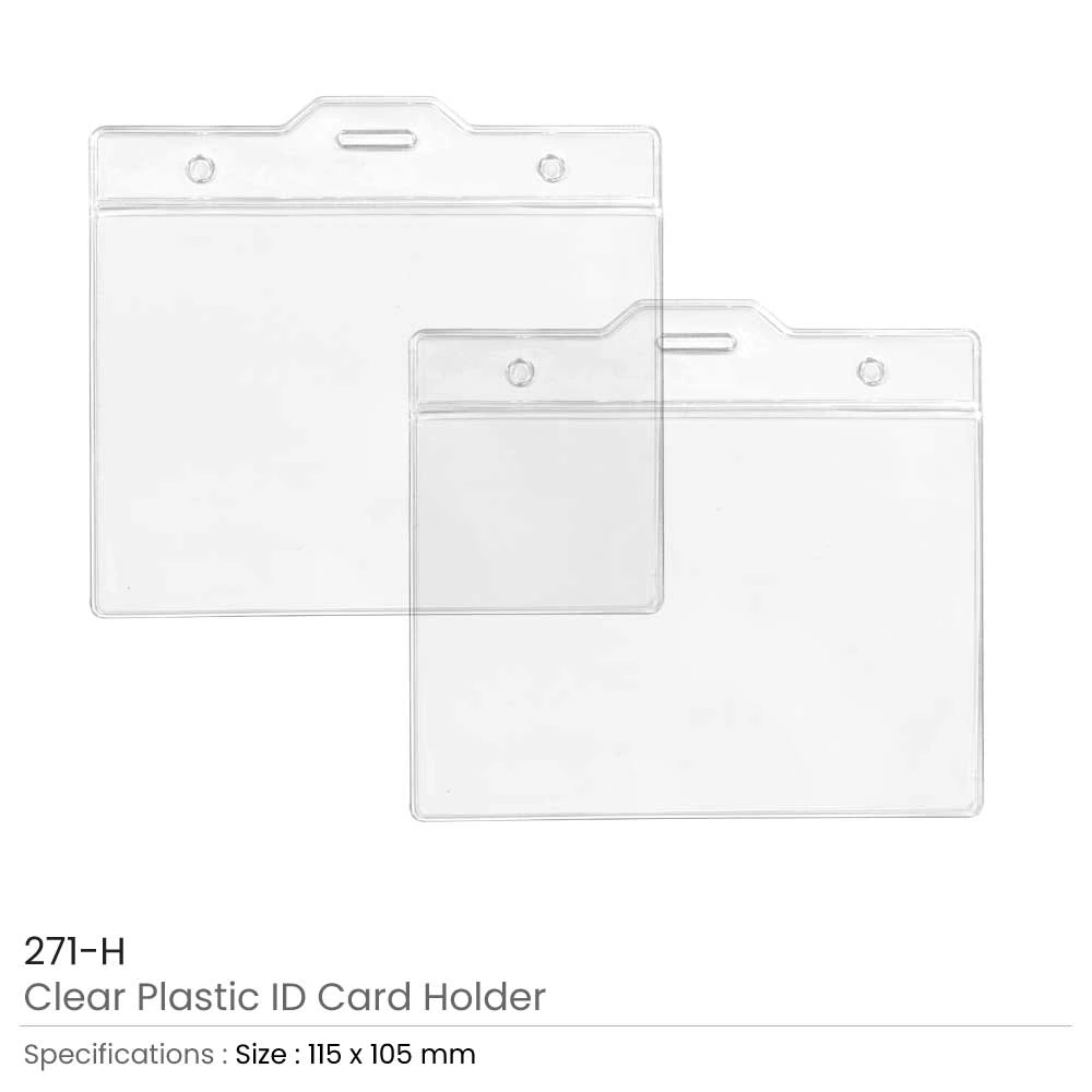 Clear Plastic ID Card Holder - Horizontal