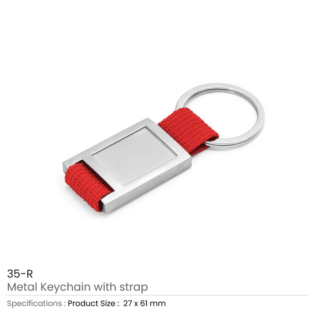 Metal Keychain with Wrist Strap - Silver Finish