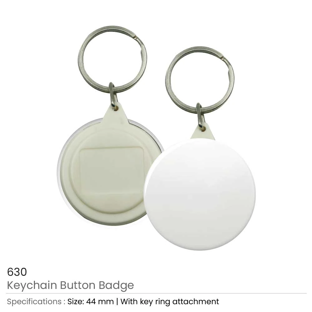 Round Keychain Button Badge - 44mm with Key Ring, Digital Printing