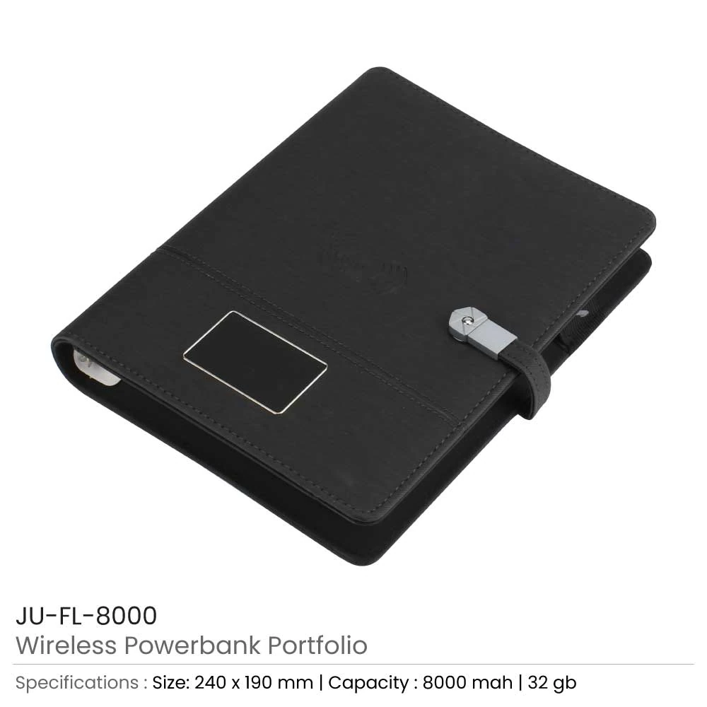 Wireless Powerbank Portfolio with USB and Light up Logo