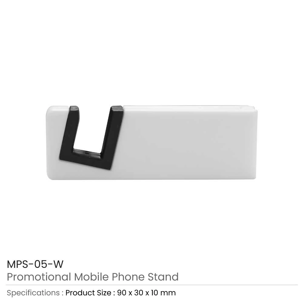 Foldable Mobile Phone Stand - Plastic & Rubber, White or Black
