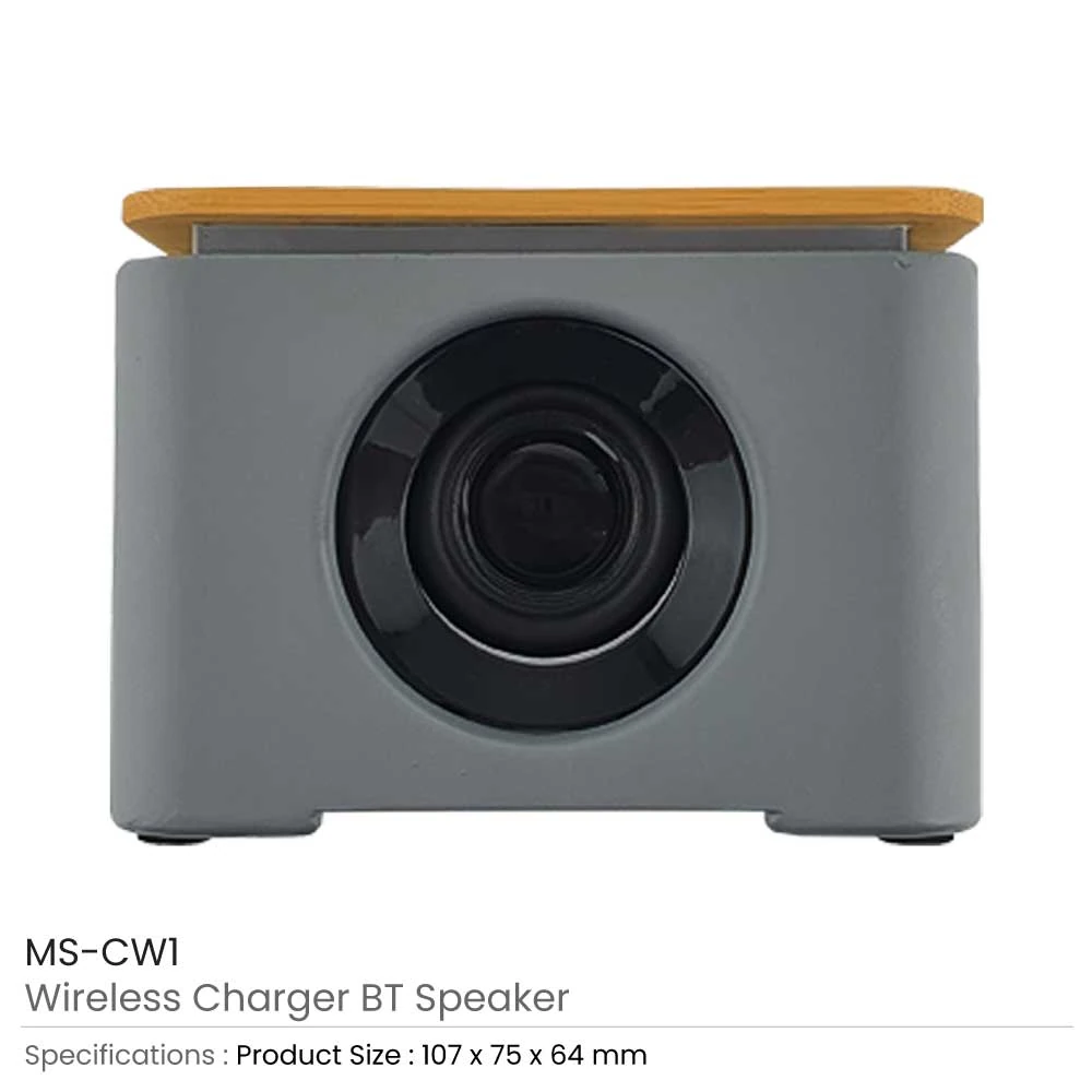 Bamboo & Limestone Wireless Charger with Bluetooth Speaker - 5W