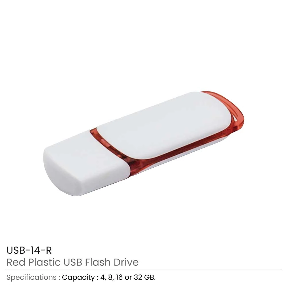 Promotional Plastic USB Flash Drive - 4GB to 32GB, Waterproof Cover, 4 Colors Available