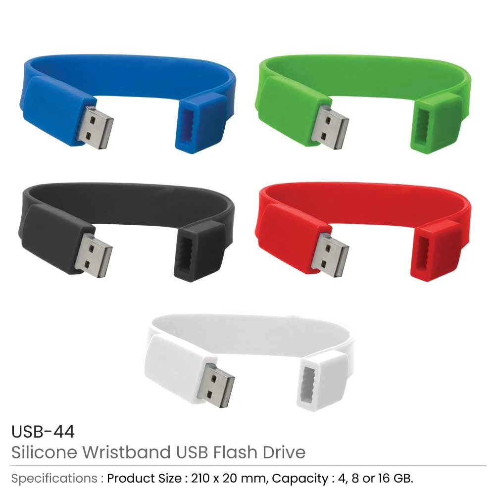 Silicone Wristband USB Flash Drive - 4GB, 8GB & 16GB