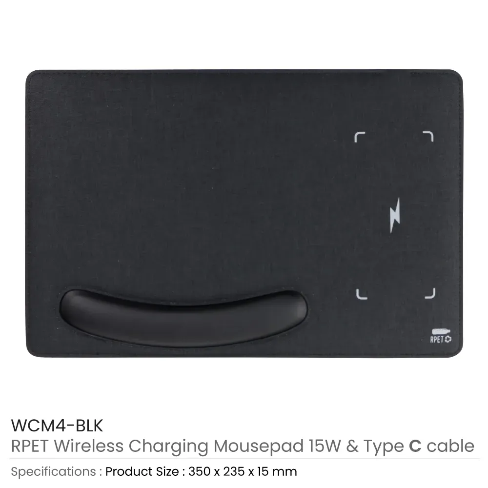 RPET Wireless Charging Mousepads 15W and Type-C