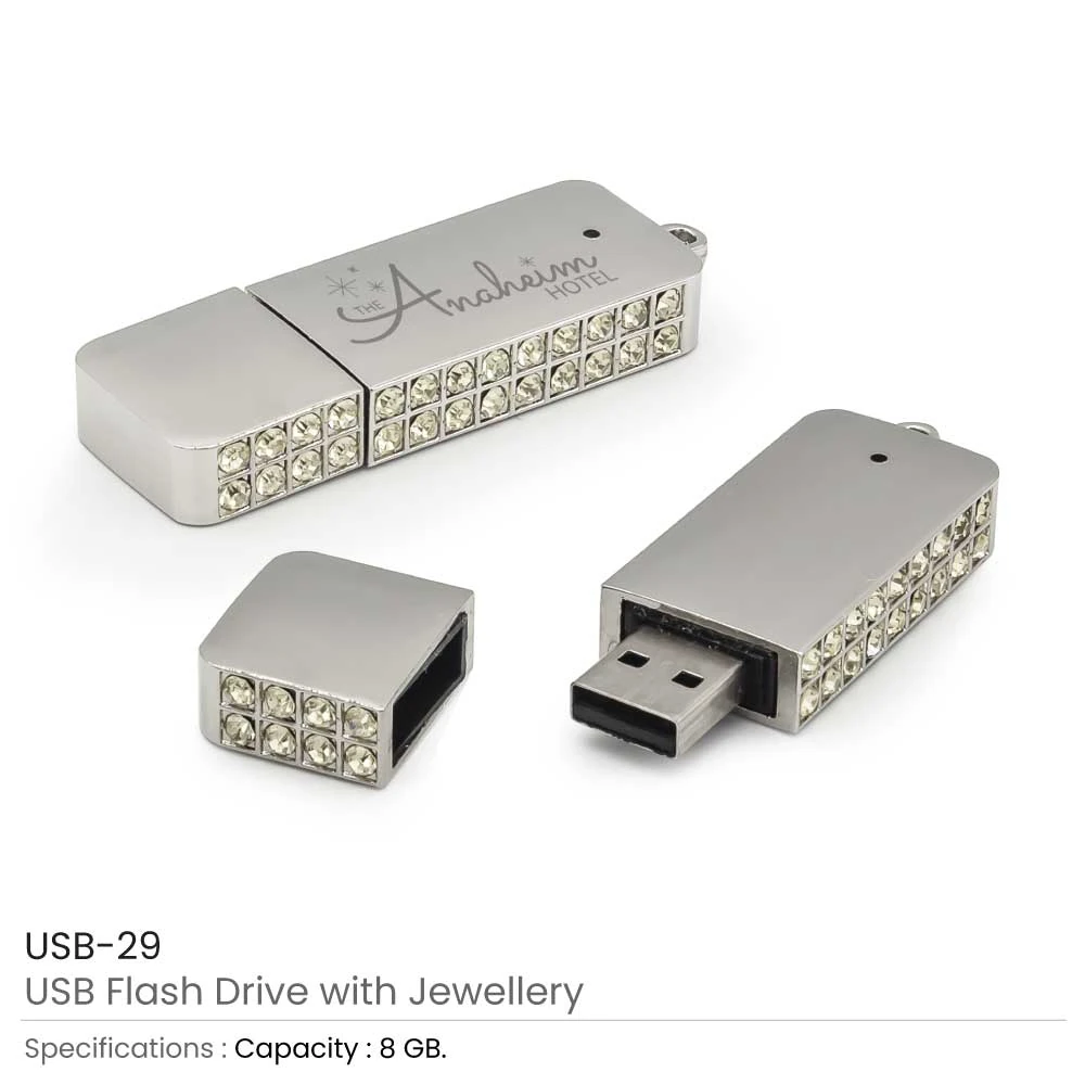 Crystal-Studded USB Flash Drives – Luxury Custom Logo