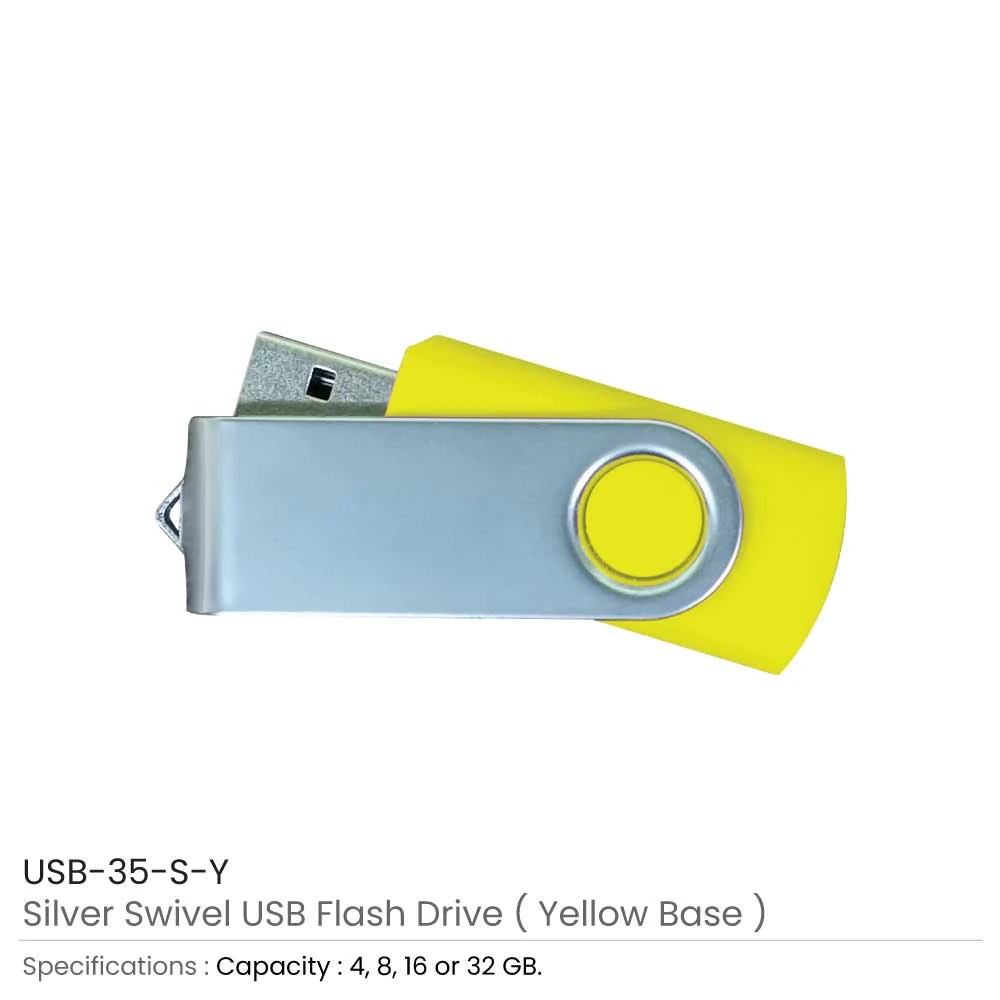 Silver Swivel USB Flash Drives – Custom Branded