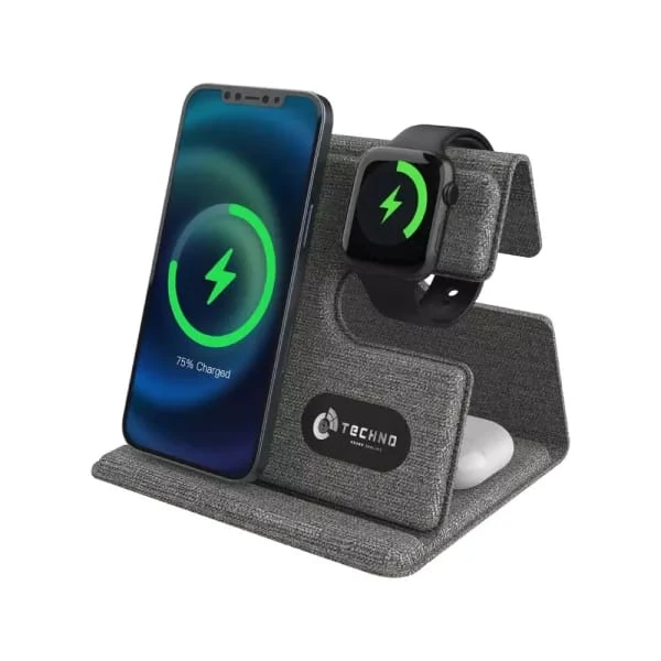 Foldable Wireless Fast Charging Station for Phone Watch Earbuds (15W)