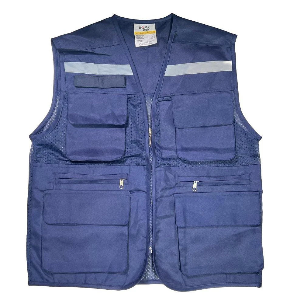 Vest Polyester or Mesh with Reflective Stripes or Tape (Navy Blue)
